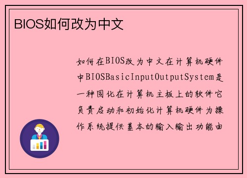 BIOS如何改为中文